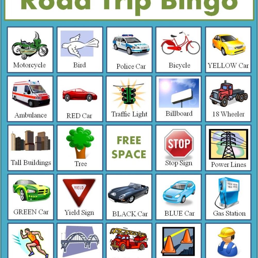 road trip bingo paper